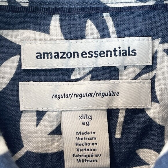 Amazon Essentials Men's Sz XL Blue long sleeved linen cotton shirt regular fit - Picture 9 of 14